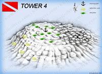 Croatia Divers - Dive Site Map of Tower 4
